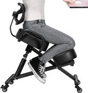 🪑 premium black ergonomic kneeling chair: adjustable height, backrest, cushion, casters - ideal for correct sitting posture at home логотип