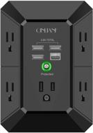 🔌 qinlianf usb wall charger surge protector, 5 outlet extender with 4 usb charging ports (total 4.8a), 1680j power strip multi plug outlets wall adapter, spaced for home travel office - black logo