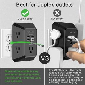 img 2 attached to 🔌 QINLIANF USB Wall Charger Surge Protector, 5 Outlet Extender with 4 USB Charging Ports (Total 4.8A), 1680J Power Strip Multi Plug Outlets Wall Adapter, Spaced for Home Travel Office - Black