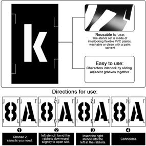 img 3 attached to Набор трафаретов для рисования Attisstore: 1-дюймовые пластиковые буквы и цифры - набор перекрывающихся трафаретов из 138 деталей в черном цвете
