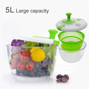 img 2 attached to LOVKITCHEN Salad Spinner 5L Quarts - Effective Fruits and Vegetables Dryer with Quick Dry Design & Drain - Green-White Kitchen Tool