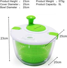 img 1 attached to LOVKITCHEN Salad Spinner 5L Quarts - Effective Fruits and Vegetables Dryer with Quick Dry Design & Drain - Green-White Kitchen Tool