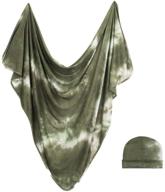 👶 stretchy and cozy forever swaddle + hat set by bazzle baby, olive tie-dye, 36 x 36 inch, unisex, for newborns 0 to 3 months logo