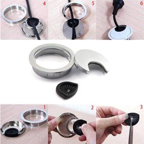img 2 attached to HJ Garden 1Pc 2 Inch (50Mm) Metal Desk Grommets For Managing And Hiding Wire Cord Cable Hole Cover Office PC Desk Cable Cord Organizer Zinc Alloy Cover Silver