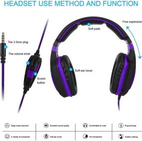 img 1 attached to 🎧 Immersive Gaming Experience: PS4 Headset with Powerful Bass, Surround Sound & Noise Canceling Mic - Compatible with PS4, Xbox One, PC, Mac - Flexible Mic, Volume Control - Purple