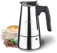 yolife stovetop espresso coffee maker: итальянская кофеварка moka pot для подлинного эспрессо, капучино и латте - нержавеющая сталь, вместимостью 300 мл / 10 унций / 6 чашек. логотип