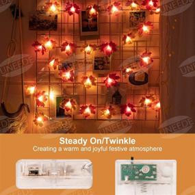 img 1 attached to 🍁 UNEEDE Fall Decor Maple Leaves String Lights, Waterproof Thanksgiving Decorations Fall Seasonal Lights, Battery Powered Lighted Garland for Holiday Party Indoor Outdoor Halloween, Thanksgiving Decor