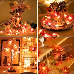 img 3 attached to 🍁 UNEEDE Fall Decor Maple Leaves String Lights, Waterproof Thanksgiving Decorations Fall Seasonal Lights, Battery Powered Lighted Garland for Holiday Party Indoor Outdoor Halloween, Thanksgiving Decor