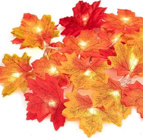 img 4 attached to 🍁 UNEEDE Fall Decor Maple Leaves String Lights, Waterproof Thanksgiving Decorations Fall Seasonal Lights, Battery Powered Lighted Garland for Holiday Party Indoor Outdoor Halloween, Thanksgiving Decor