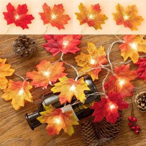 img 2 attached to 🍁 UNEEDE Fall Decor Maple Leaves String Lights, Waterproof Thanksgiving Decorations Fall Seasonal Lights, Battery Powered Lighted Garland for Holiday Party Indoor Outdoor Halloween, Thanksgiving Decor