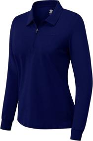 img 4 attached to 👚 UPF 50+ Sun Protection Women's Long Sleeve Golf Polo Shirts - Versatile Golf Tops for Tennis and Business