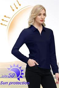 img 3 attached to 👚 UPF 50+ Sun Protection Women's Long Sleeve Golf Polo Shirts - Versatile Golf Tops for Tennis and Business
