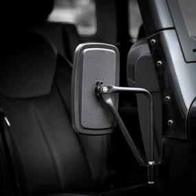 img 4 attached to 🚪 Комплект антивибрационных быстросъемных зеркал на дверь для Jeep Wrangler (1986-2020) - YJ, TJ, JK, JL & Gladiator JT - 2 штуки быстросъемных зеркал, черные