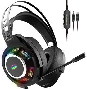 img 4 attached to 🎧 Enhanced Monster Gaming Headset - Over-Ear Gaming Headphone with Noise Cancelling Mic, Immersive 7.1 Surround Sound Stereo, Adaptive Suspension Head Beam, Vibrant RGB Light, PC/Mac/PS4/Xbox One Compatible - Black