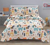 🐻 adorable boys full/queen size animal bear bedding quilt set - lightweight & reversible kids bedspread with cartoon print - includes 2 pillow shams - all season comfort logo