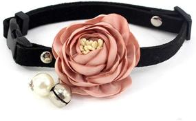 img 2 attached to 🌸 Stylish Handmade PETFAVORITES Peony Flower Collar Bow Tie for Cats and Dogs - Adjustable Suede Puppy Necklace with Bell Pearl - Perfect Chihuahua & Yorkie Clothes Costume Accessory!