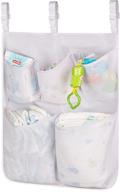 👶 sleeping lamb baby nursery organizer: white hanging storage bag with 5 pockets - perfect for clothing, diapers, toys, and bedside caddy logo