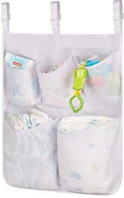 img 4 attached to 👶 Sleeping Lamb Baby Nursery Organizer: White Hanging Storage Bag with 5 Pockets - Perfect for Clothing, Diapers, Toys, and Bedside Caddy