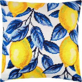 img 3 attached to Lemons Needlepoint Kit: European Quality, Printed Tapestry Canvas for 16x16 Inch Throw Pillow