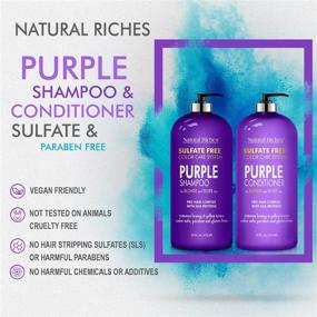 img 3 attached to 🌟 Комплект шампуня и кондиционера Natural Riches Purple: Профессиональный уход без сульфатов, удаление желтых и медных оттенков для серебристых блондинок и платиновых волос, идеально для серебристых светлых волос - 16x2 жидких унций.