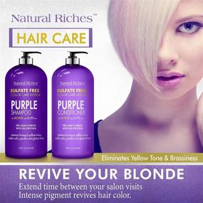 img 2 attached to 🌟 Комплект шампуня и кондиционера Natural Riches Purple: Профессиональный уход без сульфатов, удаление желтых и медных оттенков для серебристых блондинок и платиновых волос, идеально для серебристых светлых волос - 16x2 жидких унций.