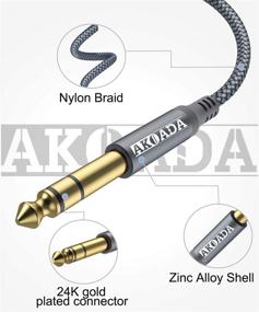 img 2 attached to 🎸 AkoaDa 10ft Stereo Audio Cable 1/4" to 1/8" Male TRS Bidirectional Jack for Guitar, iPod, Laptop, Home Theater Devices, Amplifiers (Grey)