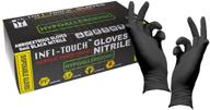 infi-touch black nitrile gloves: hypoallergenic, 6 mil thick, disposable, powder free, non-sterile - pack of 100, size medium logo