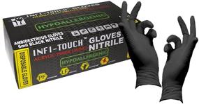 img 4 attached to Infi-Touch Black Nitrile Gloves: Hypoallergenic, 6 Mil Thick, Disposable, Powder Free, Non-Sterile - Pack of 100, Size Medium