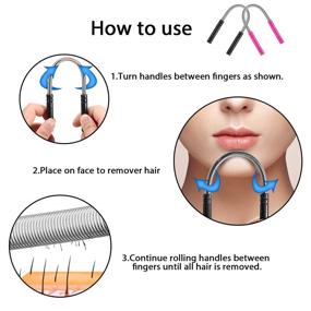 img 2 attached to 12-Piece Facial Hair Removal Spring Eyebrow Face Epilator Threading Tool Set for Women - Effective Hair Removal for Chin, Cheeks, Mustache, and Upper Lip in Rose Red and Black.