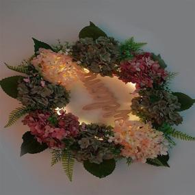 img 1 attached to 🌸 Sipull 18.5 Inch Hydrangea Wreath with Lights - Front Door Wreaths for Spring, Autumn, and Fall - Farmhouse Style Welcome Wreath - Green/Pink