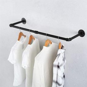 img 3 attached to 🧺 Industrial Pipe Wall Mounted Clothing Rack: Vintage Retail Garment Display & Hanging Clothes Rack - Commercial Grade, Iron Rod, Laundry Room Organizer (39.3in, Black)