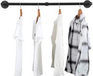 🧺 industrial pipe wall mounted clothing rack: vintage retail garment display & hanging clothes rack - commercial grade, iron rod, laundry room organizer (39.3in, black) логотип