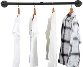 img 4 attached to 🧺 Industrial Pipe Wall Mounted Clothing Rack: Vintage Retail Garment Display & Hanging Clothes Rack - Commercial Grade, Iron Rod, Laundry Room Organizer (39.3in, Black)