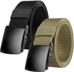 img 4 attached to JINIU Breathable Military Buckle BLACK KHAKI 123CM BM Men's Accessories for Belts