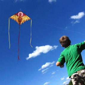 img 2 attached to 🐉 Mint's Colorful Life Delta Dragon Kite for Kids and Adults, Easy-to-Fly Best Beach Kite, 300ft Kite String (Fiery)