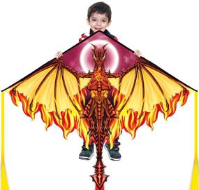 img 4 attached to 🐉 Mint's Colorful Life Delta Dragon Kite for Kids and Adults, Easy-to-Fly Best Beach Kite, 300ft Kite String (Fiery)