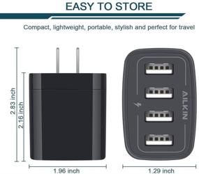 img 3 attached to 💡 AILKIN USB зарядное устройство для стены - 4.8A 4-портовая быстрая зарядная станция для iPhone, Samsung, Kindle Fire и многое другое