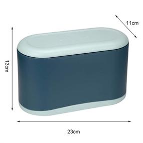 img 1 attached to 🗑️ Convenient Mini Trash Can with Lid: Perfect for Office, Kitchen, Bedroom, and Bathroom - Blue