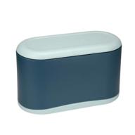 🗑️ convenient mini trash can with lid: perfect for office, kitchen, bedroom, and bathroom - blue logo