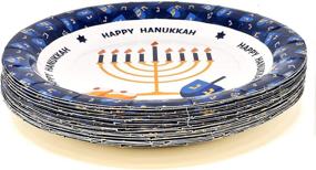 img 3 attached to Hanukkah Party Paper Plate Set for 24 Guests - Includes 24 9" Dinner Plates, 24 7" Dessert Plates, 24 9 oz Cups, and 48 Luncheon Napkins - Ideal for Festive Dinner Parties - Decorations & Supplies