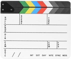 img 3 attached to 🎬 Профессиональная клапанная доска режиссера: Акриловая доска для съемки фильмов, фотостудии, видео телевидения с цветными палочками - 9.6x11.7 дюймов / 25x30 см, белая