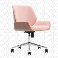 modern bentwood home office armless desk chairs - elle decor ophelia low-back task in chrome finish, french pink logo