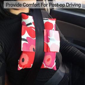 img 2 attached to 🌺 Red Pink Poppy Flower Print Seat Belt Pillow for Mastectomy & Heart Surgery Recovery – Post-Op Comfort for Women & Men