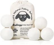 🐑 budieggs organic xl wool dryer balls 6-pack - new zealand, chemical-free fabric softener for over 1000 loads. baby-safe, hypoallergenic, reduces wrinkles & shortens drying time naturally logo
