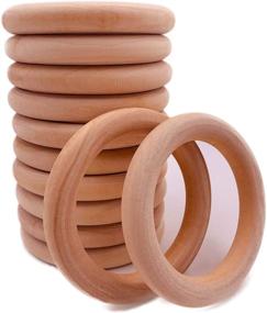 img 4 attached to Versatile 12-Piece Natural Wood Rings for DIY Crafts: Unfinished, Smooth Wooden Circles (70mm)