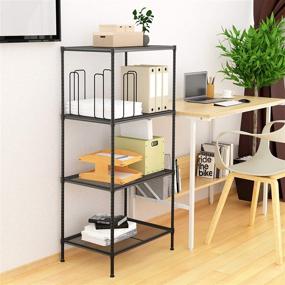 img 1 attached to OVICAR 4-Tier Wire Storage Shelves with Wheels - Adjustable Steel Metal Storage 📦 Rack for Kitchen Pantry Closet Laundry - Durable Garage Tool Storage Shelf (Black, 4 Tiers)