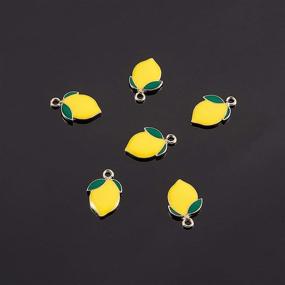 img 1 attached to DanLingJewelry Yellow Lemon Enamel Charm Fruit Charms - Pack of 100 Gold Plated Pendants for Bracelet Jewelry Making