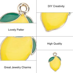 img 3 attached to DanLingJewelry Yellow Lemon Enamel Charm Fruit Charms - Pack of 100 Gold Plated Pendants for Bracelet Jewelry Making