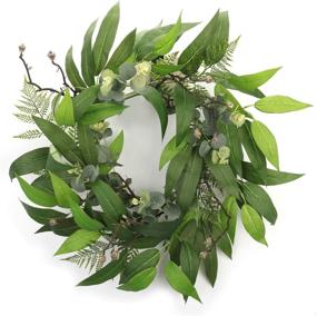 img 4 attached to 🌿 Cloris Art Eucalyptus Wreath Front Door, 22-24 Inch Green Spring Summer Wreath for Home Wall Window Holiday Decor