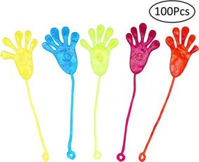 img 3 attached to 🎉 SKKSTATIONERY 100-Piece Set of Bright Sticky Hands, 8"x2", Party Favor, Christmas Toys Goodies, Kids Birthday